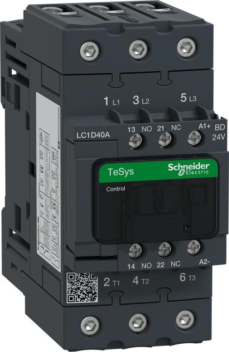 Image du produit Schneider Electric Contacteur de puissance 40A 3P 24V DC 1NO 1NC (LC1D40ABD)