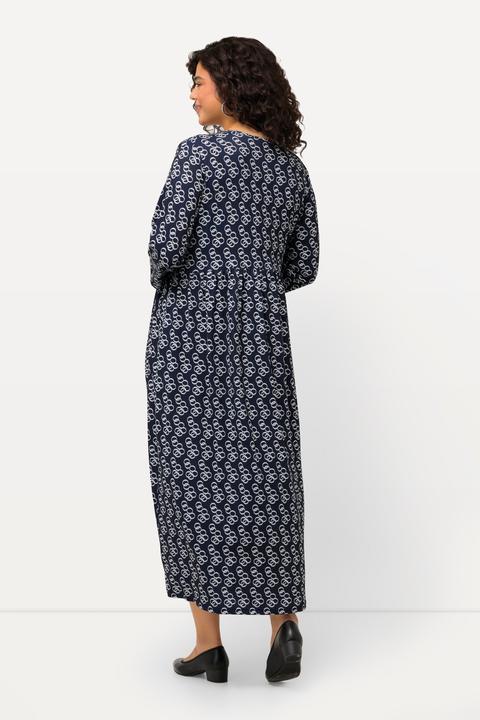 Actual product image Ulla Popken Matte Jersey Print Surplice Empire A-line Pocket Dress (62)