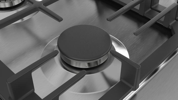 Actual product image Bosch Hausgeräte Series 6 PCP6A5B90 Cooktop, Stainless Steel Integrated Gas Cooktop 4 Zone(s)