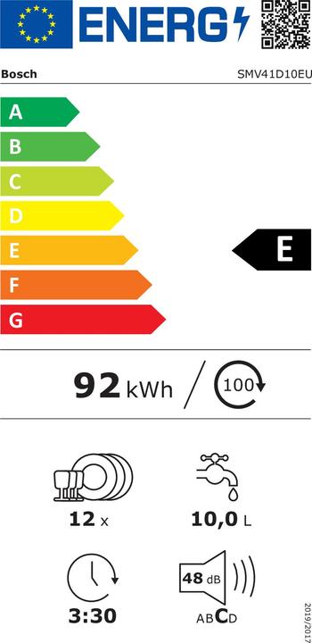 Energie-Label Bosch Hausgeräte SMV41D10EU