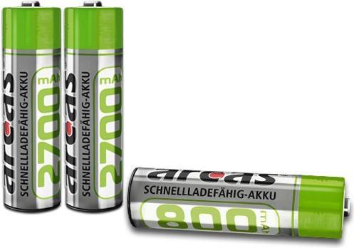 Image du produit Arcas 17708206 - Piles Ni-MH AA / HR6, 2 pièces, capacité 800 mAh, rechargeable, performance (AA, 800 mAh)