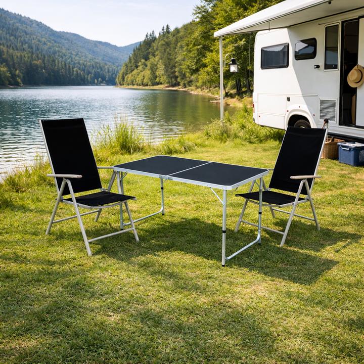 Produktbild Mojawo Outdoor Camping Sitzgarnitur 3-teilig silbergrau/schwarz Outdoor