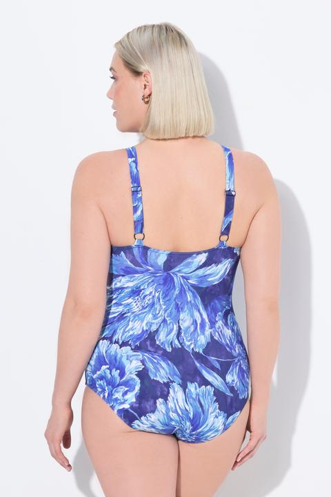 Image du produit Ulla Popken Maillot de bain à fleurs, bonnets souples, noeud fantaisie (56)