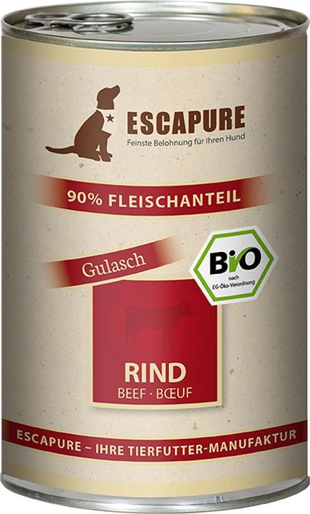 Actual product image Escapure BIO beef goulash 400g (Senior, Adult, Junior, Puppy + kitten, 1 pcs., 400 g)