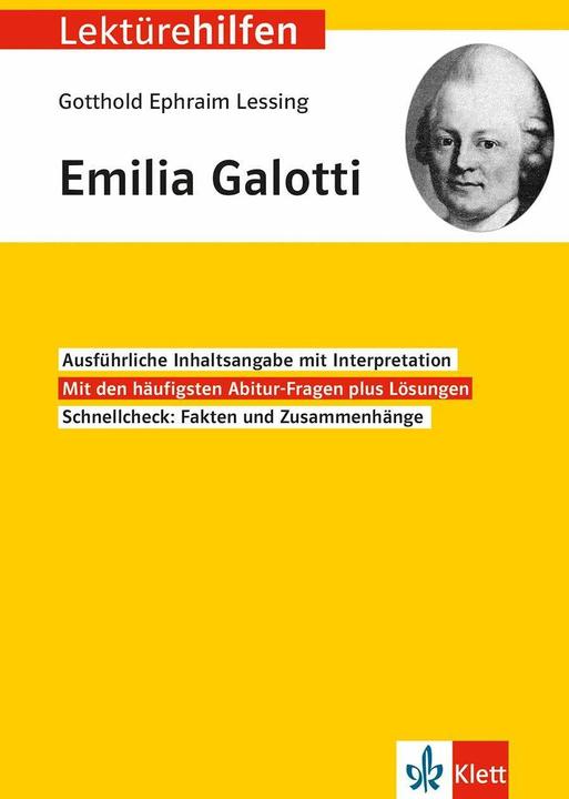Produktbild Lektürehilfen Gotthold Ephraim Lessing "Emilia Galotti (Deutsch, Wolf Dieter Hellberg, 2018)