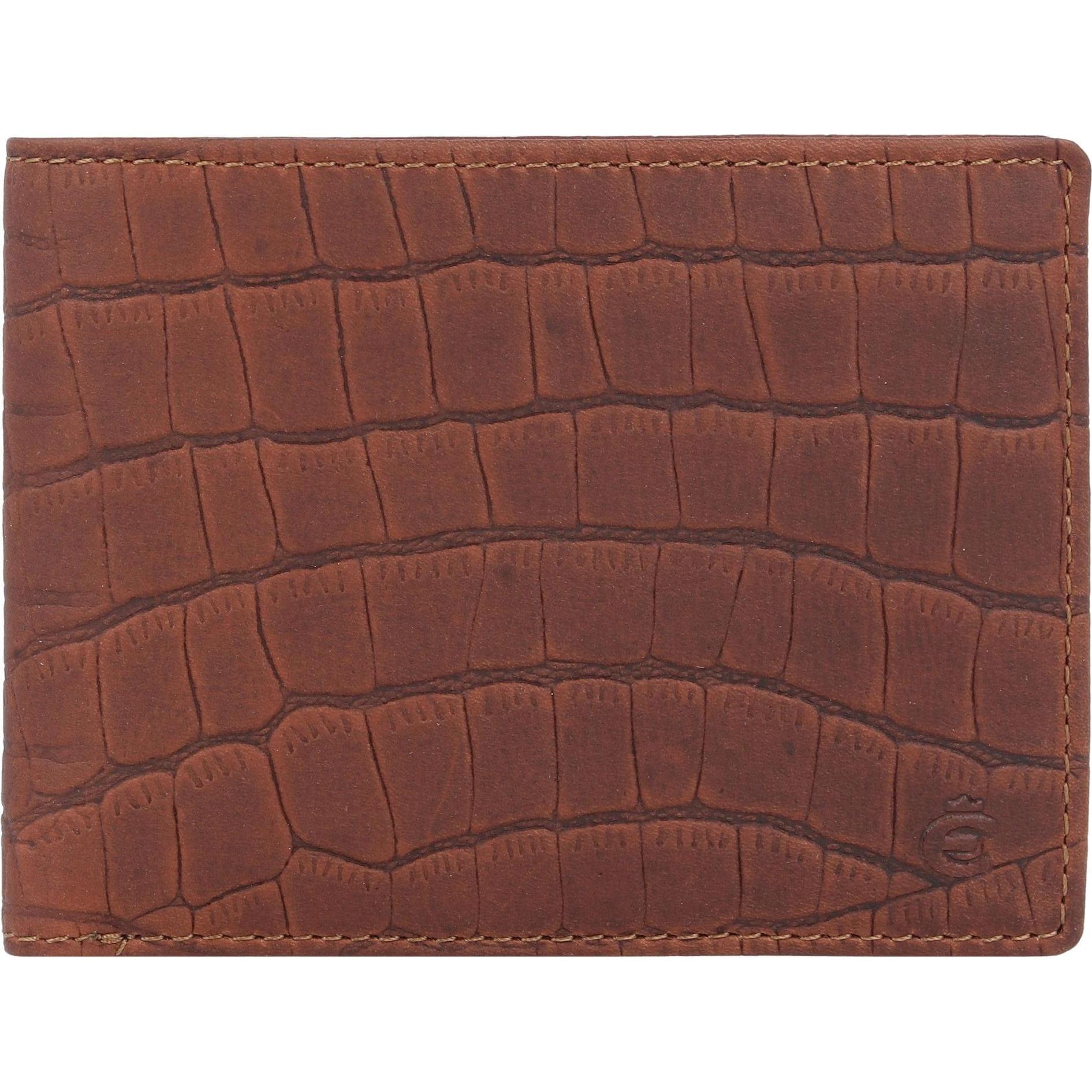 Esquire, Herren, Portemonnaie, Croco Geldbörse RFID Schutz Leder 12 cm, Braun