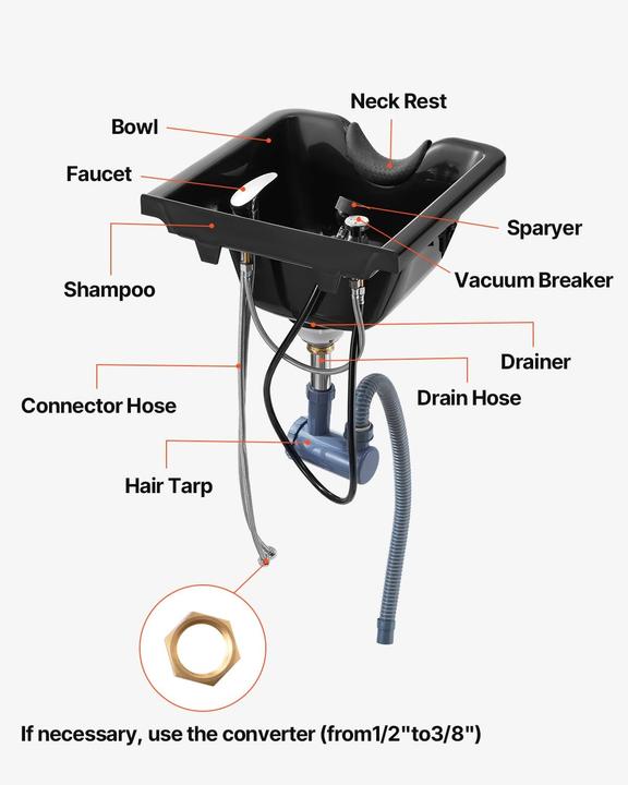 Produktbild Vevor Lavabo Mobile da Barbiere