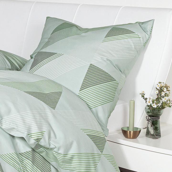 Actual product image Janine Mako-Satin Bettwäsche J.D. 87065 malachitgrün (Duvet cover, 135x200 cm, 80x80 cm)