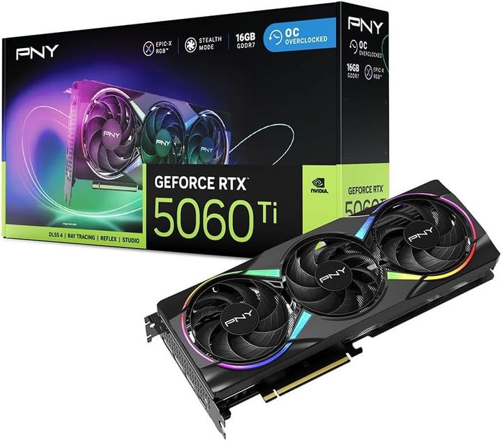 Actual product image PNY GeForce RTX 5060 Ti Epic-X RGB Overclocked Triple Fan (16 GB, GDDR7)