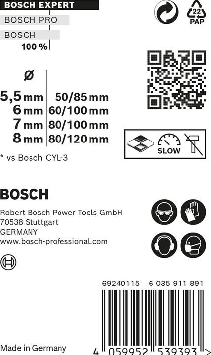 Actual product image Bosch Professional Zubehör EXPERT MultiConstruction CYL-9 drill bit set, 5.5/6/7/8 mm, 4 pcs. (5.5, 6.0, 7.0, Ø 8.0 mm)