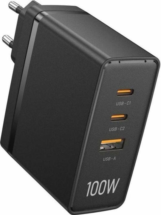 Actual product image Vention 3-Port USB (C+C+A) GaN Charger (100W/100W/30W) EU-Plug Black (100 W)