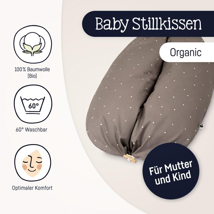 Actual product image Julius Zöllner Nursing cushion with button, Organic Wild Dots (75 cm)