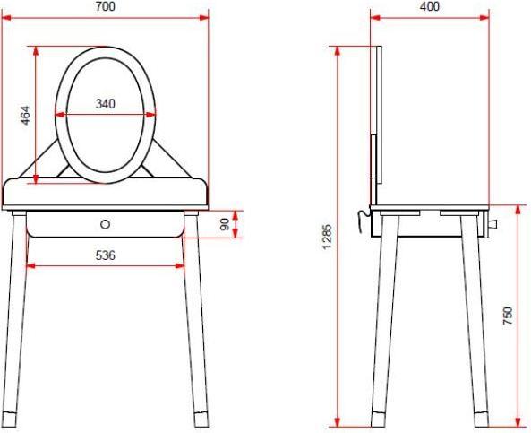 Immagine prodotto Vipack Set da camera per bambini Billy a 3 pezzi, incluso il tavolino da toilette (Armadi bambini)