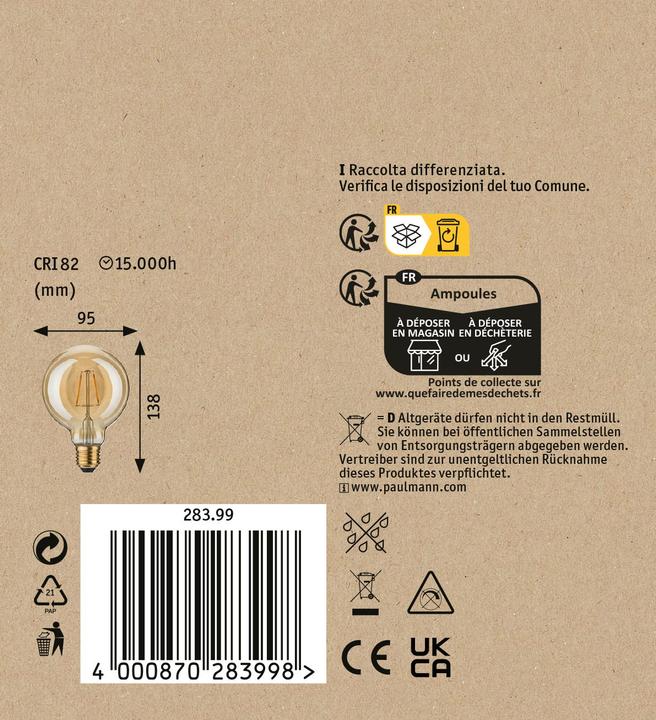 Actual product image Paulmann 1879 Filament Globe (E27, 2.50 W, 170 lm, 1 x)