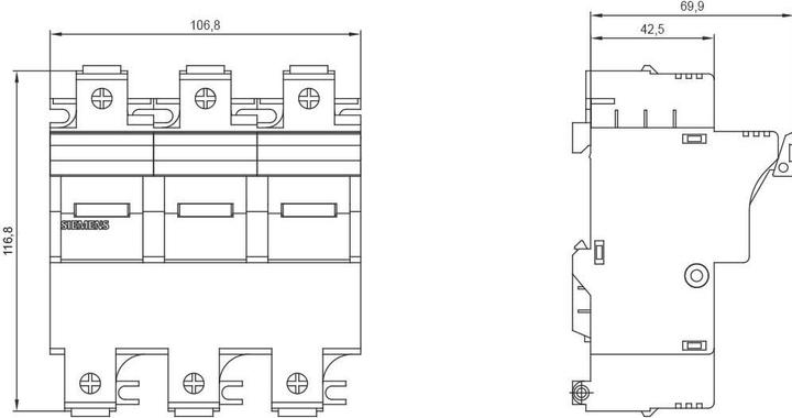 Actual product image Siemens SIEM 3NW7232 Built-in fuse base with signal indicator size 22x5 (100 A)