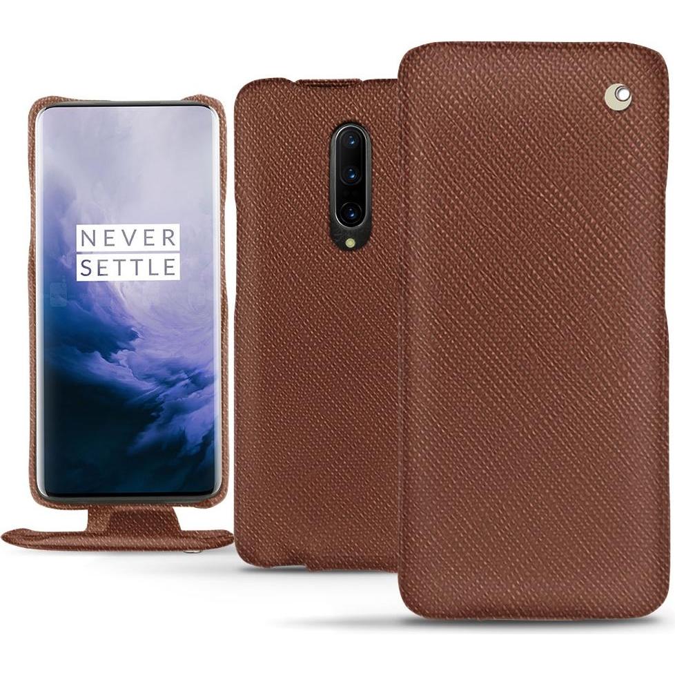 Noreve Lederschutzhülle vertikal (OnePlus 7 Pro), Smartphone Hülle, Braun