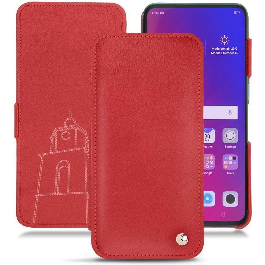 Noreve Lederschutzhülle horizontal (Oppo Find X), Smartphone Hülle, Rot