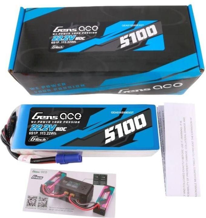 Actual product image Gens Ace G-Tech 80C 6S1P (22.20 V, 5100 mAh)