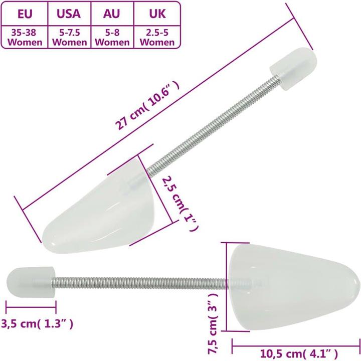 Immagine prodotto vidaXL Scarpe con molla a spirale 5 paia Bianco UE 35-38 (35, 36, 37, 38, 10 x)