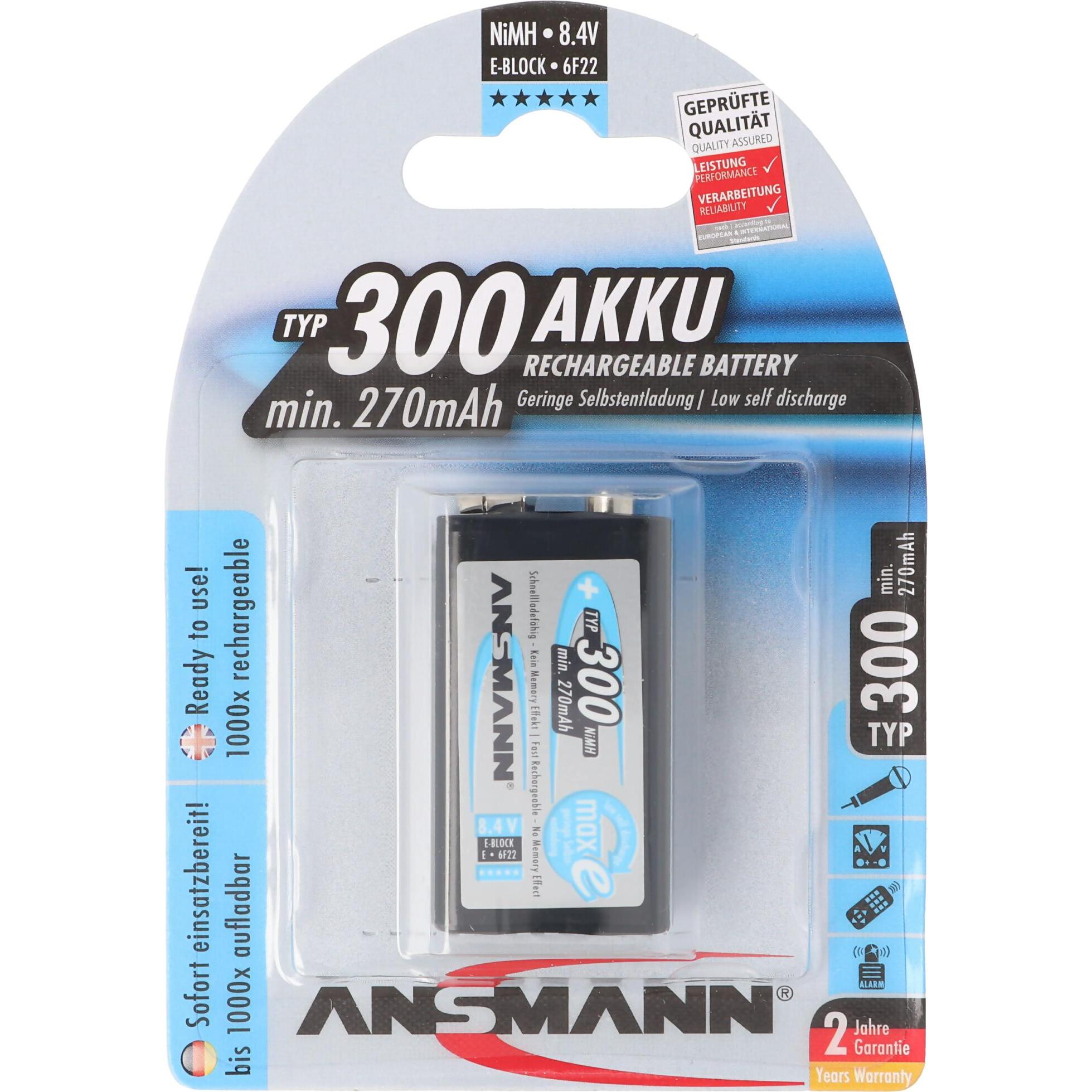 Ansmann E Typ. 300 (25 Stk., Gerätespezifisch, 250 mAh), Batterien + Akkus