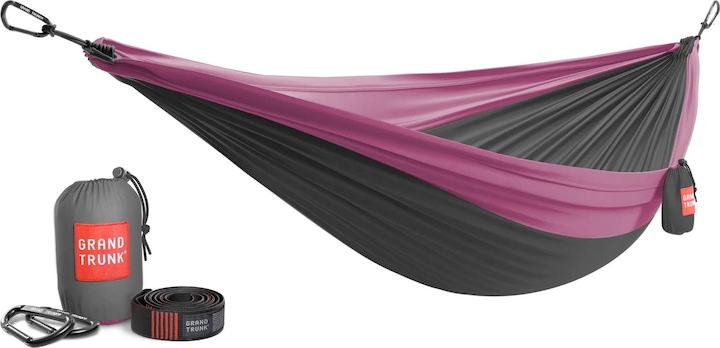 Grand Trunk Double Deluxe Hammock w/Straps (charcoal/magenta)