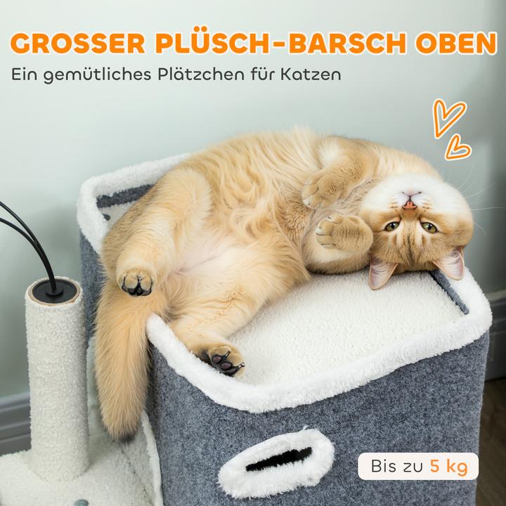 Produktbild PawHut Kratzbaum Spanplatte, Polyester Grau (58 cm, Grau+Weiss)