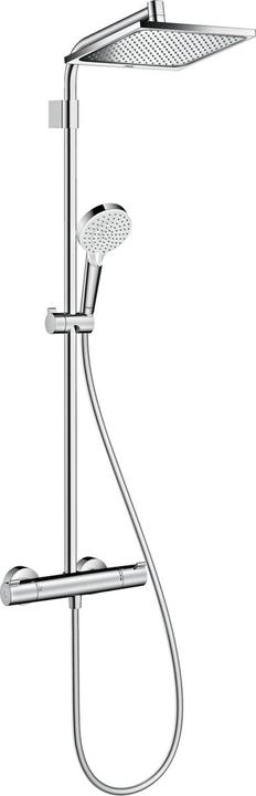Productafbeelding hansgrohe Regendoucheset Crometta E 240 Varia 24 cm vierkant incl. thermostaatkraan 26785000 chroom/wit