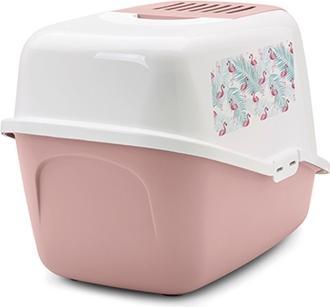 Actual product image Savic Kattenbak Nestor Impression Flamingo Roze / Wit (Cat litter tray open)