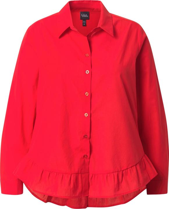 Immagine prodotto Ulla Popken Blusa dal taglio svasato con orlo con volant, collo da camicia e maniche lunghe (46, 48)