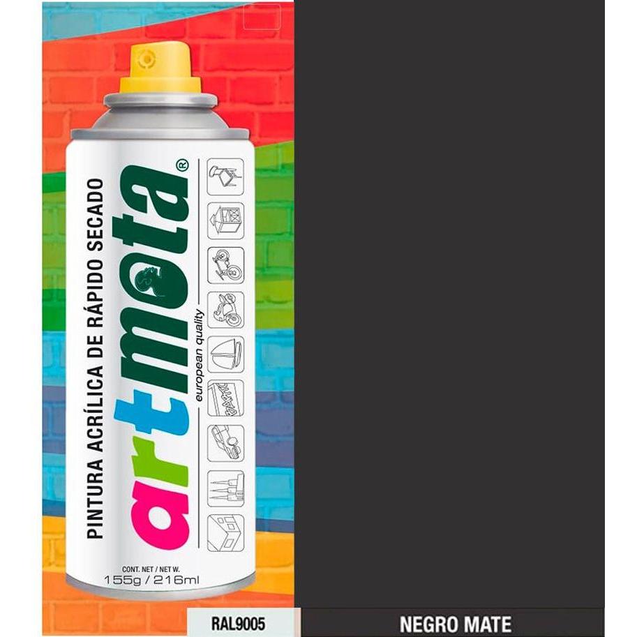 Mota Herramientas, Colore + Vernice per fai da te, Spray nero opaco (216 ml)