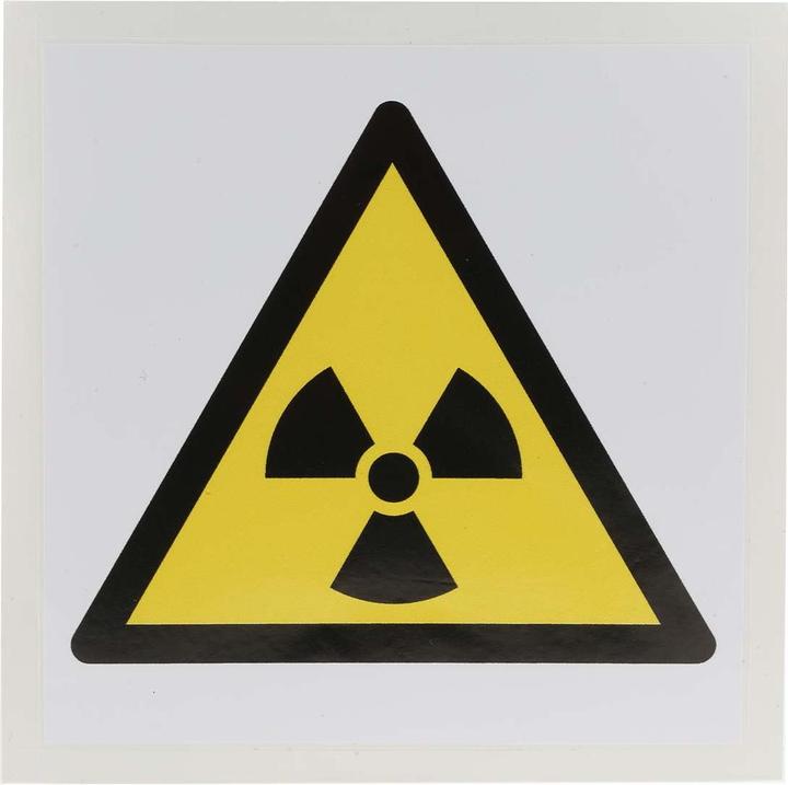 RS PRO Etichetta di pericolo in vinile autoadesiva, Attenzione: Etichetta per materiale radioattivo