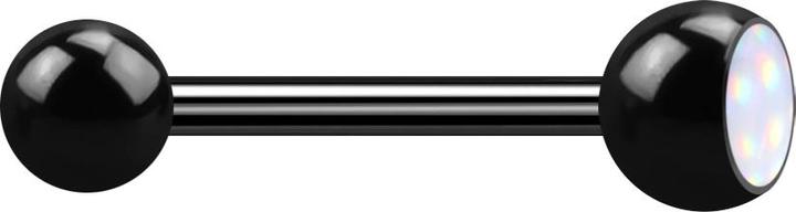 Produktbild Star Piercing Barbell schwarz mit Kugel und Kugel Epoxidstein weiss (ohne Messing, Chirurgenstahl 316L)