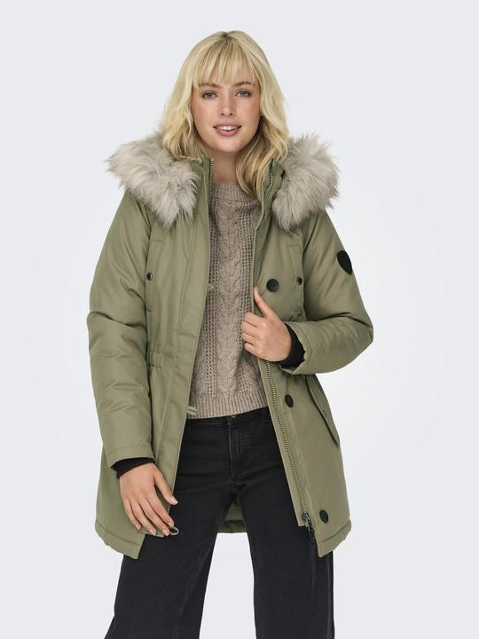 Produktbild Only Kapuze mit abnehmbarem Kunstfell-Rand Gerippte Ärmelbündchen Parka Langer Parka (XXL)