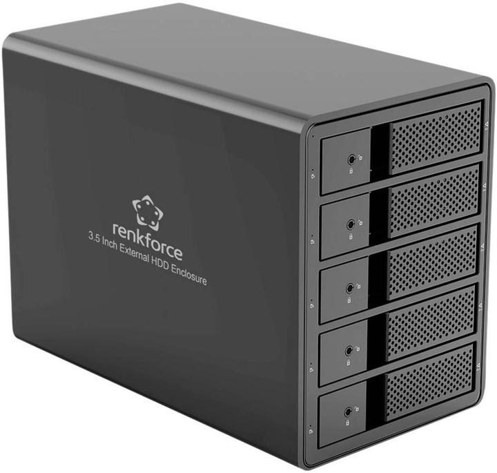 Renkforce RF-6647600 8.9 cm (3.5 Zoll) Festplattengehäuse 5 Bay 3.5 Zoll USB-A ( (3.5")