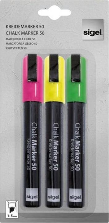 Sigel Kreide Marker (Mehrfarbig, 5 mm, 3 x)