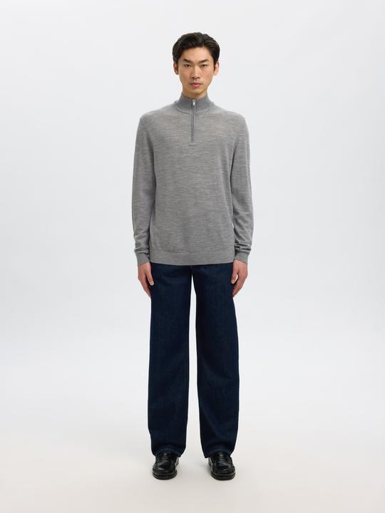 Actual product image Selected Slhtray Ls Knit Merino Half Zip Noos (S)