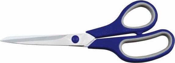 Actual product image Kleiber Soft-touch household scissors, pointed, 220 mm, grey/blue Blades made of stainless steel, handles (22 cm)
