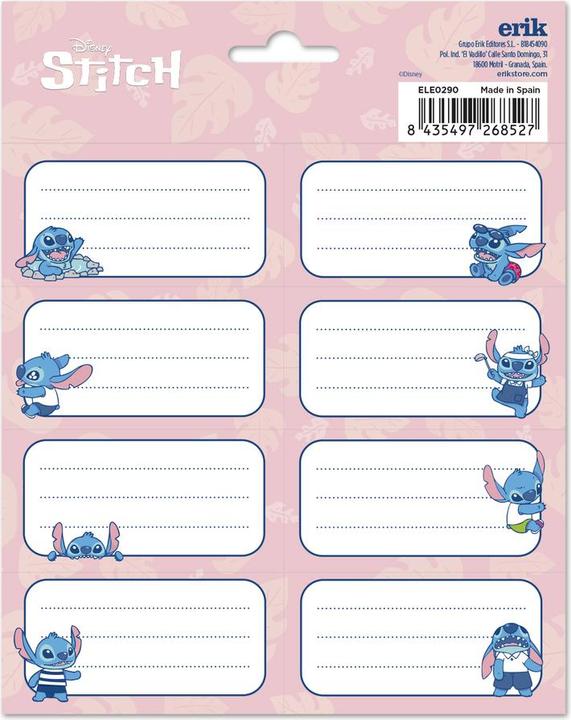 Actual product image Erik Lilo & Stitch - Stitch School Name Labels