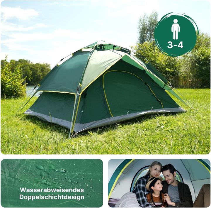 Actual product image Hermex Camping tent for 3-4 people Quick-Up tent Automatic tent Festival tent (Inflatable tent, 3.40 kg, 4 persons)