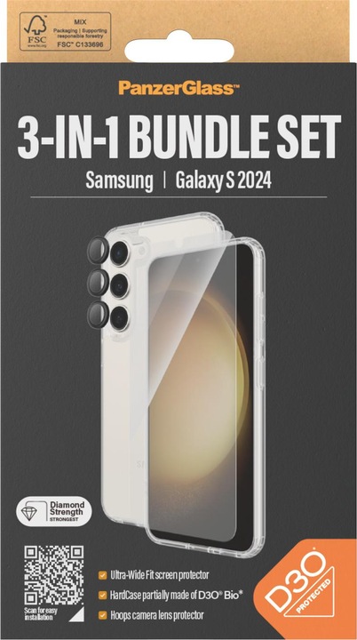 Image du produit PanzerGlass Bundle Ultra Wide FIt Glass + Case + Lens (1 pièce(s), Samsung Galaxy S24)
