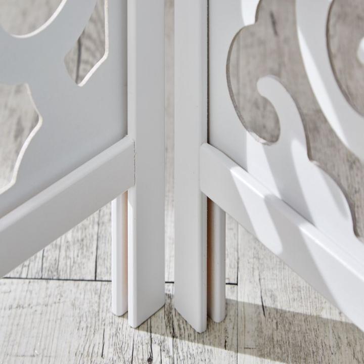 Actual product image Greendeco 3 Partition Wood Partition Spanish Wall Privacy Screen White