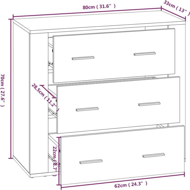 Image du produit vidaXL Highboard (80 x 33 x 80 cm)