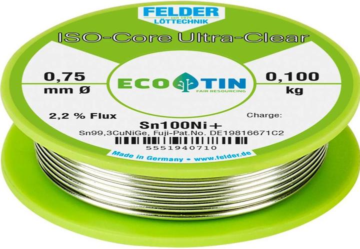 Felder Lottechnik Felder Löttechnik ISO-Core "Ultra-Clear" Sn100Ni+ Lötzinn, bleifrei Spule Sn99,2 (Lötspulenkit)