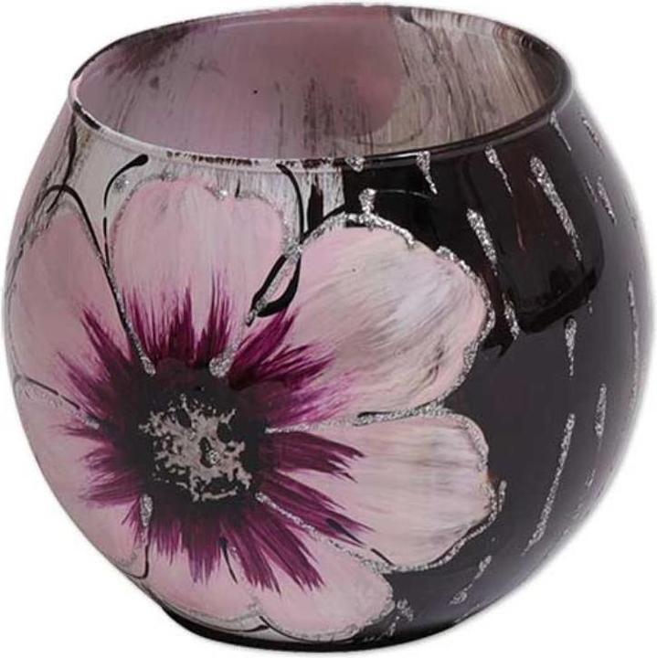 Seyko Geschenke 550387 - Teelichthalter aus Glas "Blume", 9cm