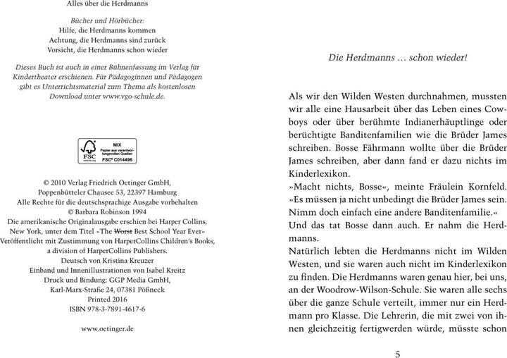 Produktbild Vorsicht, die Herdmanns schon wieder (Deutsch, Barbara Robinson, Isabel Kreitz, Kristina Kreuzer, 2010)