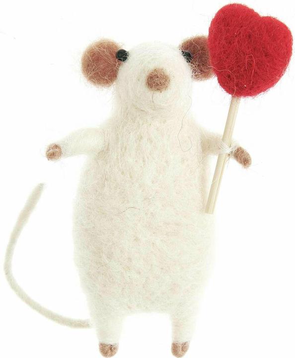 Produktbild Rico Design Maus rotes Herz, Weiss (6.50 cm)