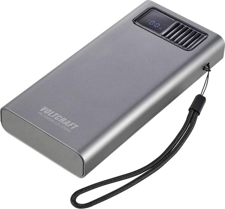 Voltcraft PB PD65WLCD-20000 Powerbank 20000 mAh Fast Charge, Power Delivery 2.0 LiPo Grau (metallic (20000 mAh, 74 Wh)