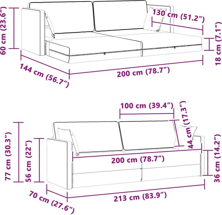 Actual product image vidaXL Zeitgenössisches Sofa-Bett