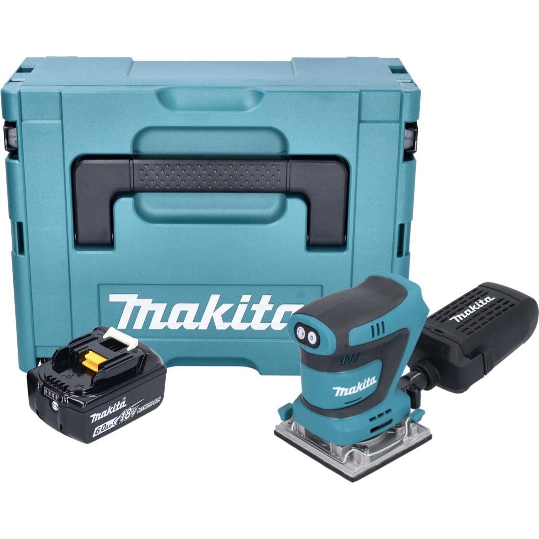 Thumbnail - Makita, Schleifmaschine + Poliermaschine, DBO 484 G1J Akku Schwingschleifer 18 V 112 x 102 mm + 1x Akku 6,0 Ah + Makpac ...