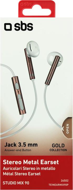 Image du produit SBS Écouteurs intra-auriculaires en métal de la collection Gold (Filaire)